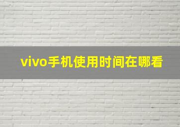 vivo手机使用时间在哪看