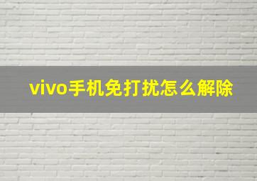 vivo手机免打扰怎么解除