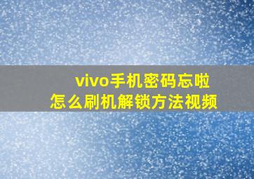 vivo手机密码忘啦怎么刷机解锁方法视频