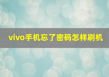 vivo手机忘了密码怎样刷机