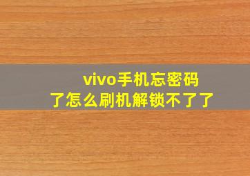 vivo手机忘密码了怎么刷机解锁不了了