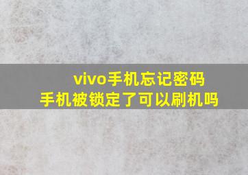 vivo手机忘记密码手机被锁定了可以刷机吗