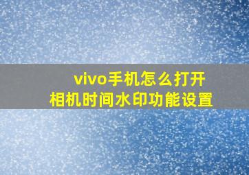 vivo手机怎么打开相机时间水印功能设置