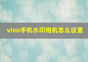 vivo手机水印相机怎么设置