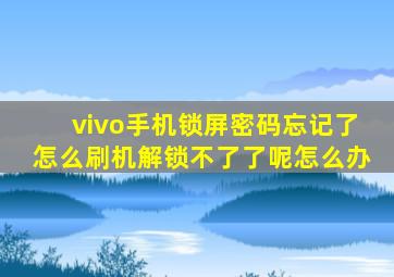 vivo手机锁屏密码忘记了怎么刷机解锁不了了呢怎么办