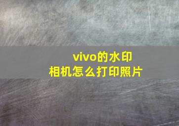 vivo的水印相机怎么打印照片