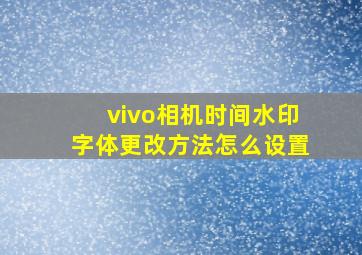 vivo相机时间水印字体更改方法怎么设置