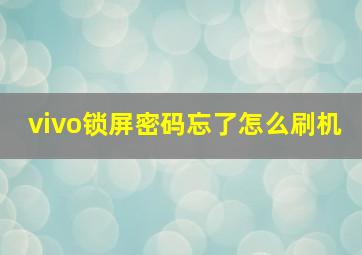 vivo锁屏密码忘了怎么刷机