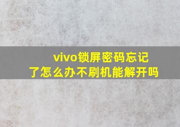 vivo锁屏密码忘记了怎么办不刷机能解开吗