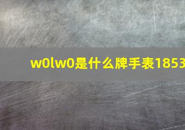 w0lw0是什么牌手表1853