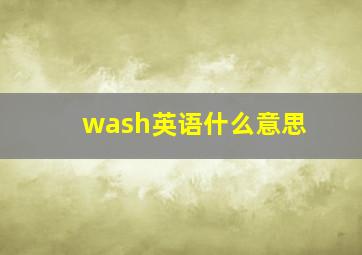 wash英语什么意思