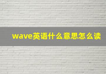 wave英语什么意思怎么读