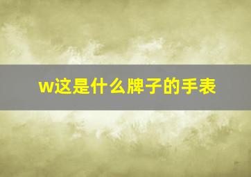 w这是什么牌子的手表