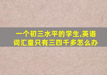 一个初三水平的学生,英语词汇量只有三四千多怎么办