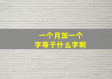 一个月加一个字等于什么字啊