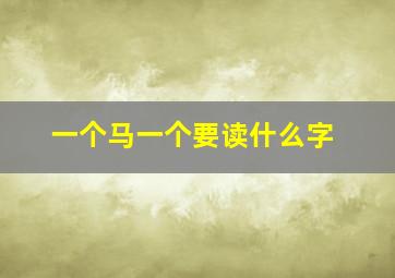 一个马一个要读什么字