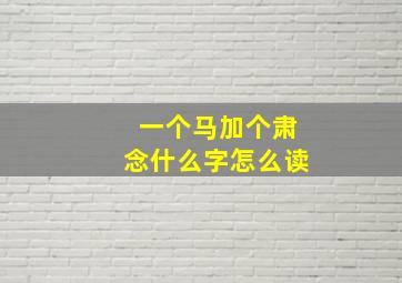 一个马加个肃念什么字怎么读