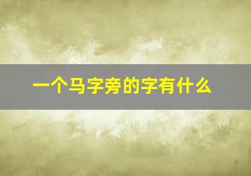 一个马字旁的字有什么