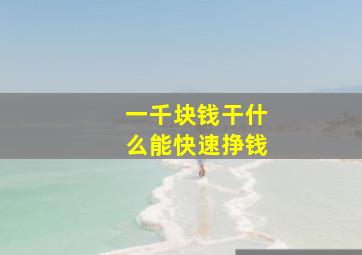 一千块钱干什么能快速挣钱