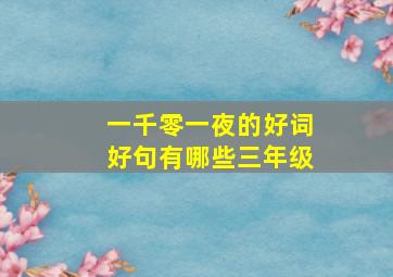 一千零一夜的好词好句有哪些三年级