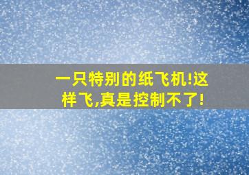 一只特别的纸飞机!这样飞,真是控制不了!