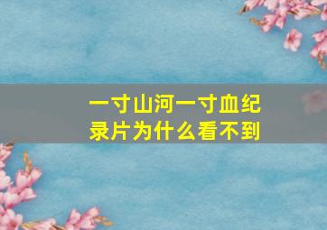 一寸山河一寸血纪录片为什么看不到