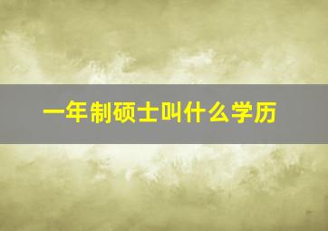 一年制硕士叫什么学历