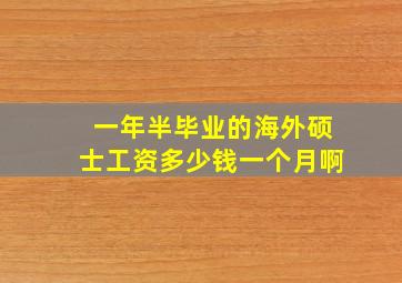 一年半毕业的海外硕士工资多少钱一个月啊