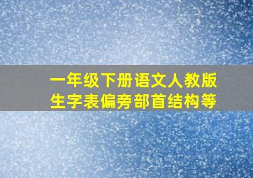 一年级下册语文人教版生字表偏旁部首结构等