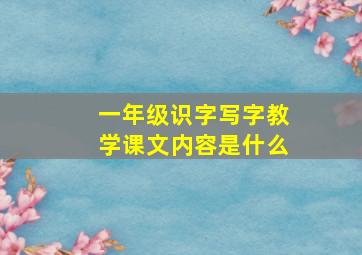 一年级识字写字教学课文内容是什么