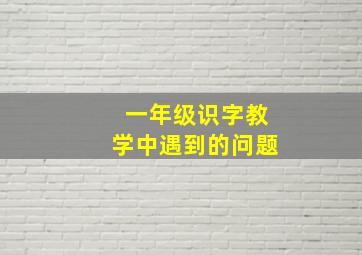 一年级识字教学中遇到的问题