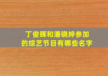 丁俊晖和潘晓婷参加的综艺节目有哪些名字