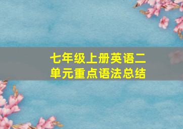 七年级上册英语二单元重点语法总结