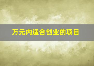 万元内适合创业的项目