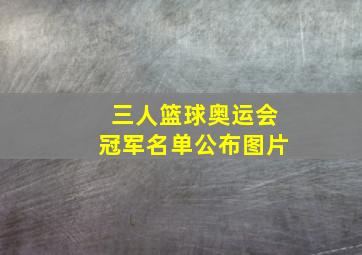 三人篮球奥运会冠军名单公布图片