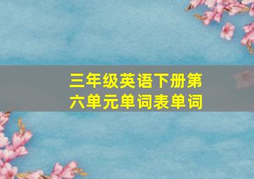 三年级英语下册第六单元单词表单词