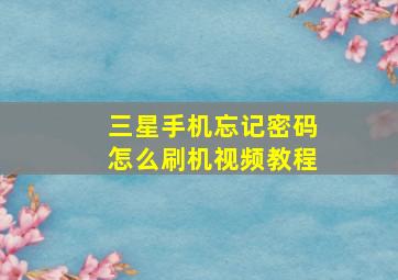 三星手机忘记密码怎么刷机视频教程