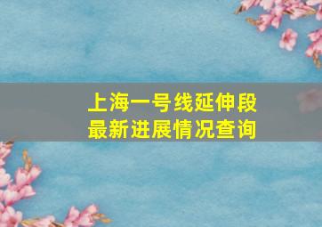 上海一号线延伸段最新进展情况查询