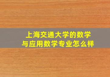 上海交通大学的数学与应用数学专业怎么样