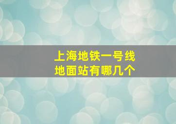 上海地铁一号线地面站有哪几个