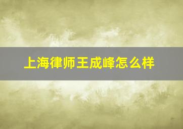 上海律师王成峰怎么样