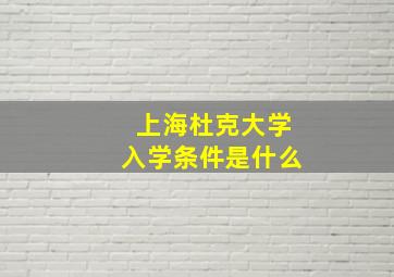 上海杜克大学入学条件是什么