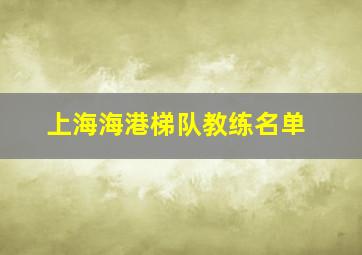 上海海港梯队教练名单