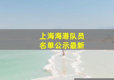 上海海港队员名单公示最新