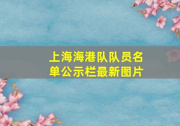 上海海港队队员名单公示栏最新图片