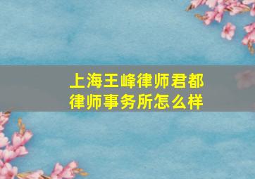 上海王峰律师君都律师事务所怎么样