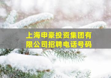 上海申豪投资集团有限公司招聘电话号码