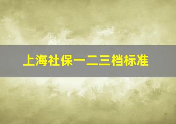 上海社保一二三档标准