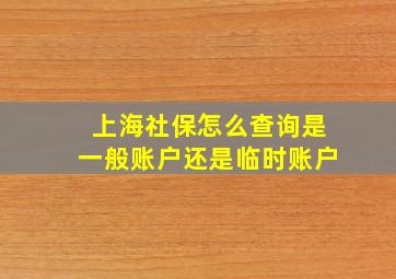 上海社保怎么查询是一般账户还是临时账户