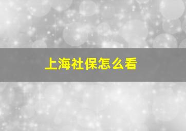 上海社保怎么看